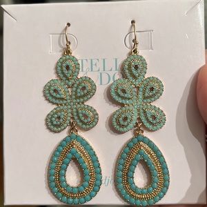 Beautiful Stella and Dot boho style earrings in green and gold